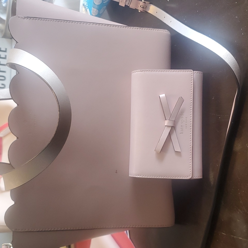 Kate Spade blush purse leather scalloped edge.